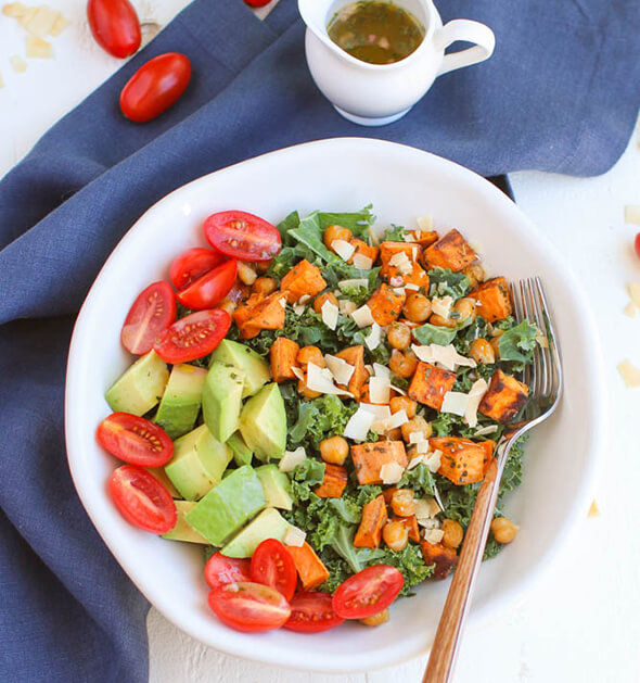 Herb Roasted Sweet Potato Kale Salad